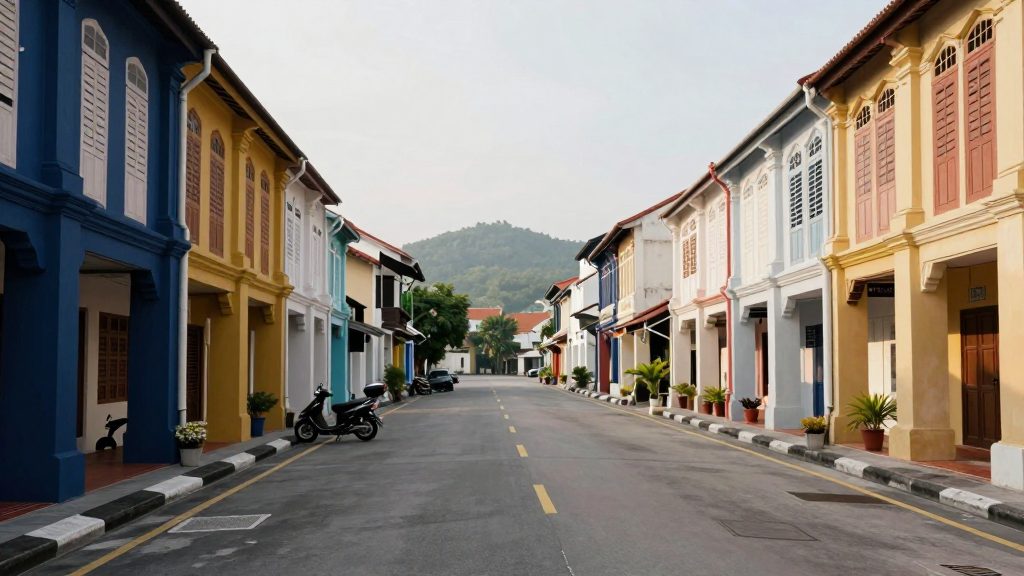 Restored heritage shophouses on a quiet street in Ipoh Old Town